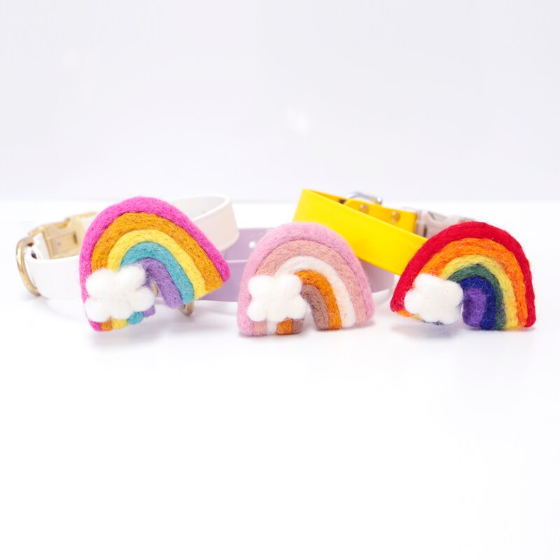 Dog Collar Rainbow | Felt Rainbow Dog Collar Accessory | Pride Pup | 4 Colors | St Patricks Day